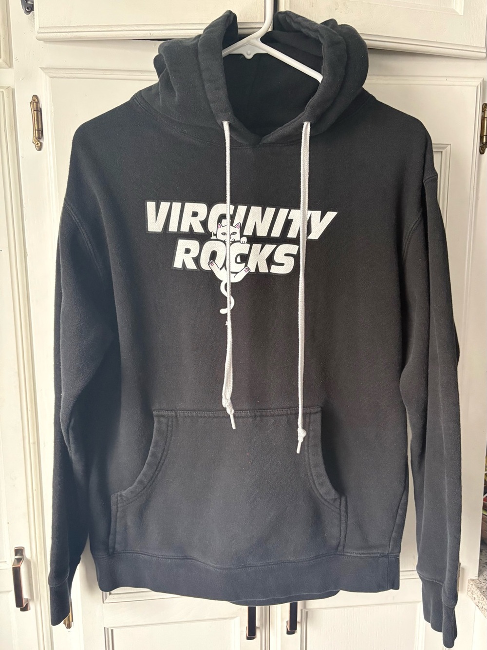 Ripndip Black Hoodie with White "VIRGINITY ROCKS" Graphic